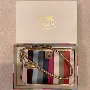 NEW Coach Striped Small Wristlet